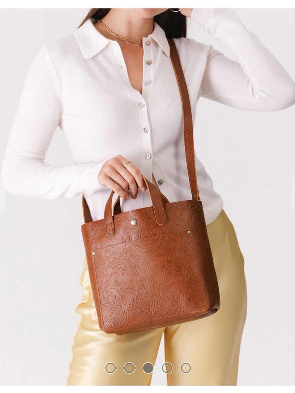 Portland Leather Mini Crossbody Bag with Patterned Strap - Picture 7 of 8